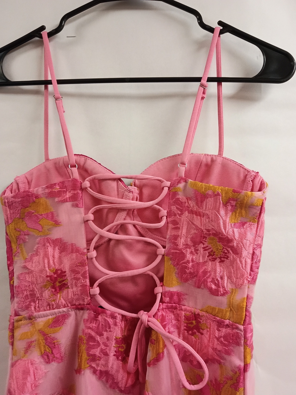 Lulu's Pink and Yellow Floral Bustier Mini Dress - Picture 5 of 5